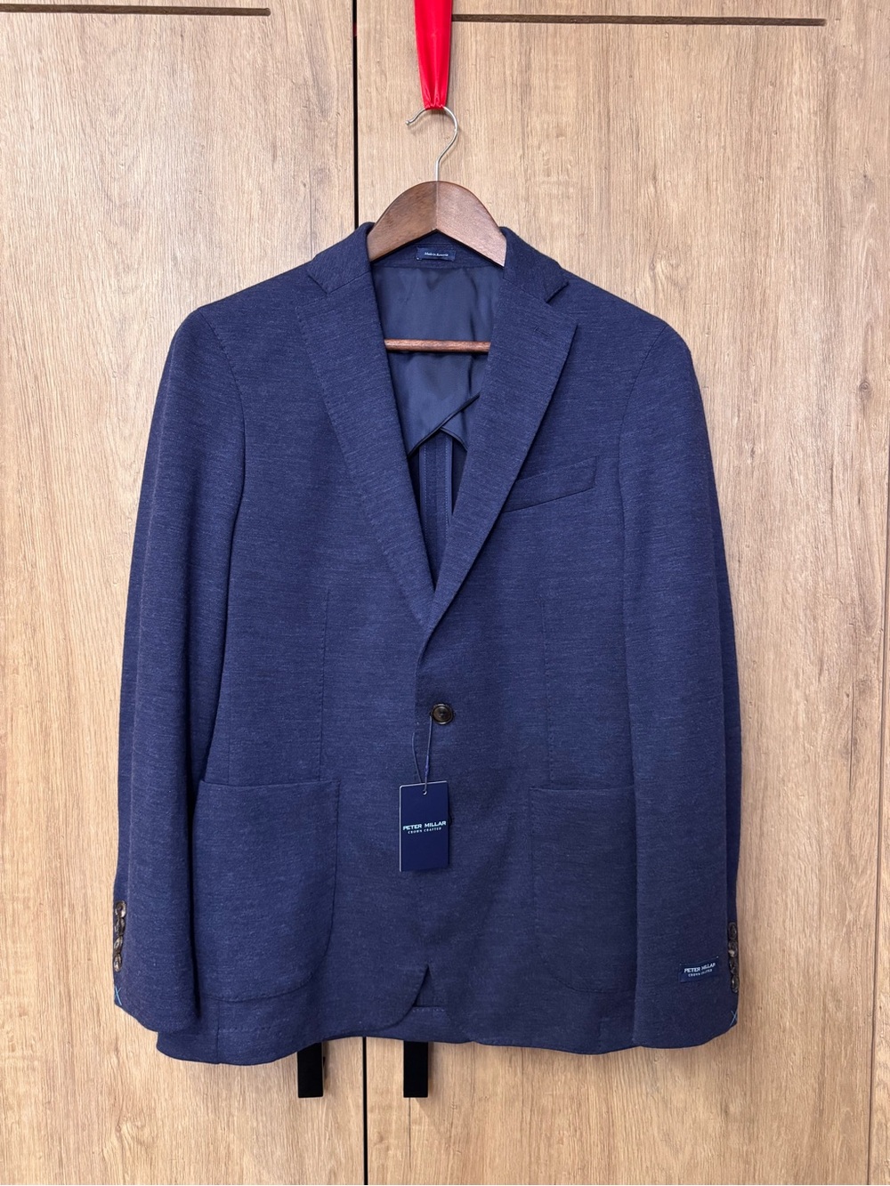 NWT Peter Millar Mens Preppy Tailored Navy Wool Blend Single-Breasted Blazer 38R